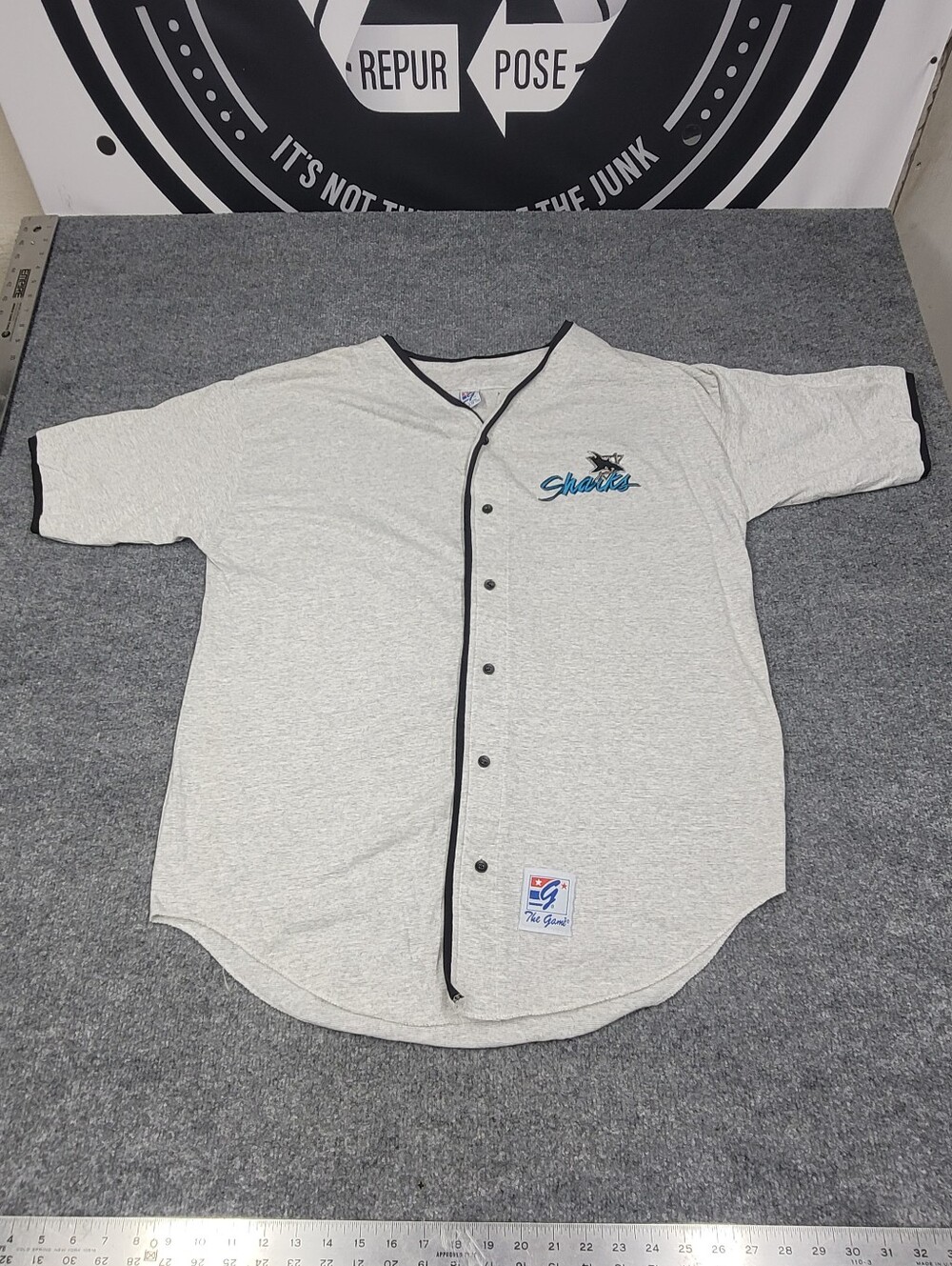 Vintage Rare The Game San Jose Sharks NHL Baseball Jersey Size XL